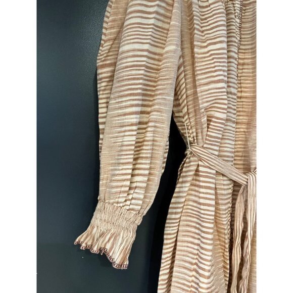 ULLA JOHNSON ‘FIORA’ beige STRIPED DRESS Size 6 - Picture 6 of 12